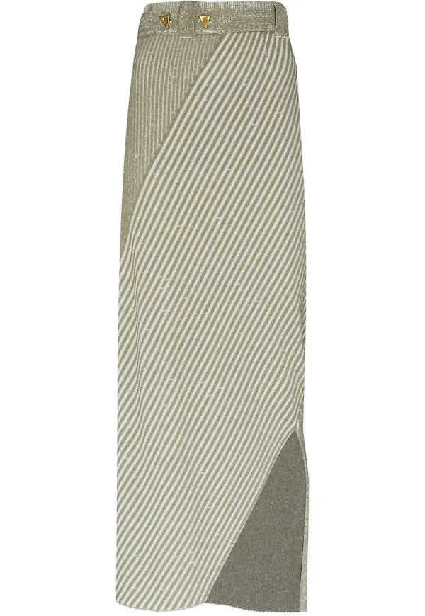 AERON asymmetrisk stickad kjol - Grön