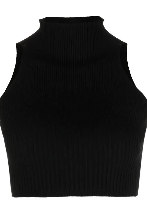 AERON croptop med hög krage - Svart