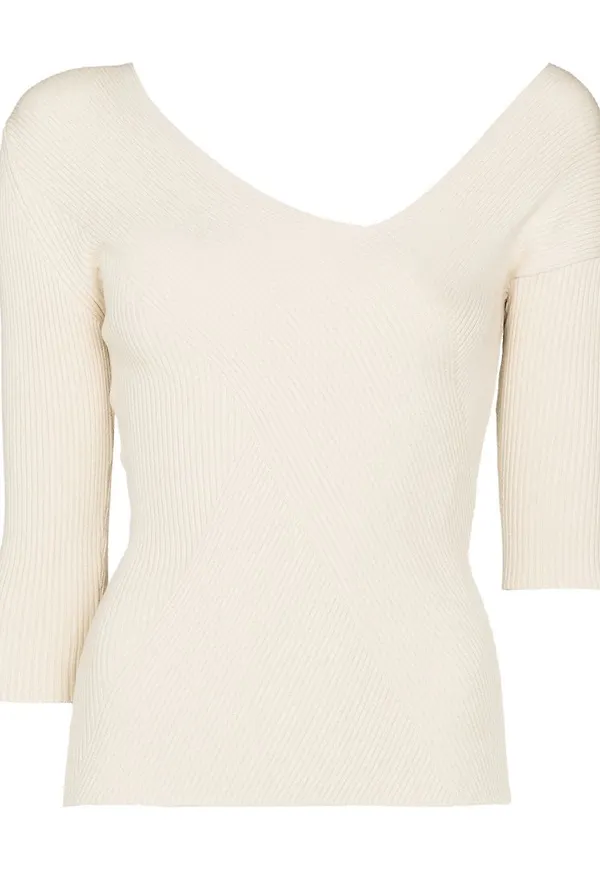 AERON Jandar ribbstickad topp - Neutral