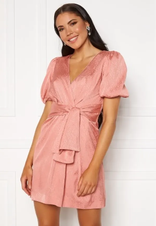 FOREVER NEW Ellie Jacquard Mini Dress Pastel Salmon 34