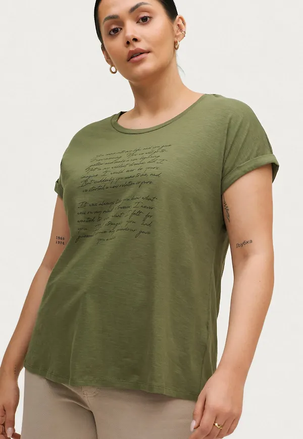 Zizzi - Topp vVera S/S Loose Tee - Grön