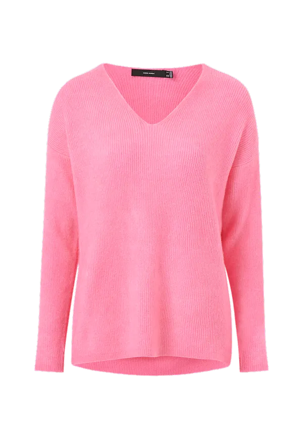 Vero Moda - Tröja vmCrewlefile LS V-neck Blouse - Rosa
