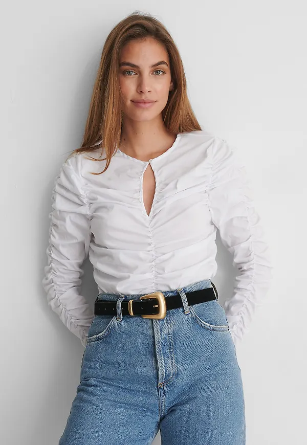 NA-KD Reborn Ekologisk Draperad Nyckelhålstopp - White