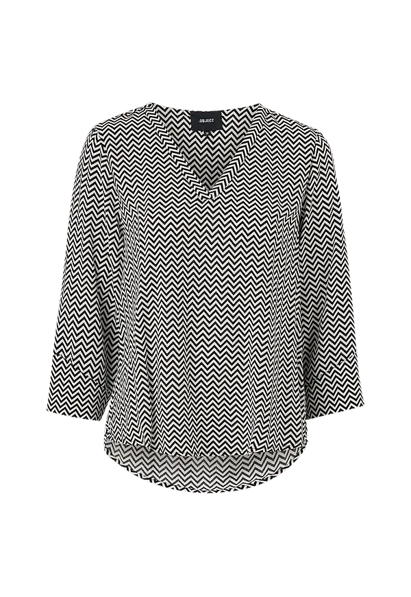 Object - Blus objBay 3/4 Top aop seasonal - Svart