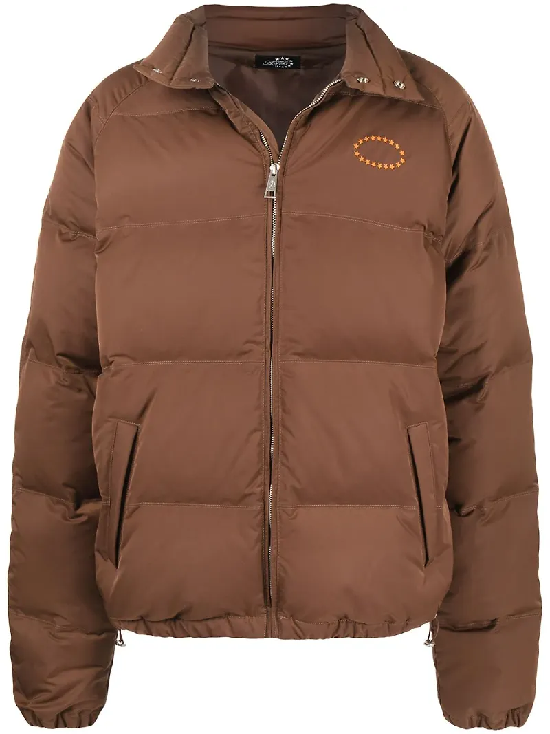 AFB puffjacka med broderad logotyp - Brun