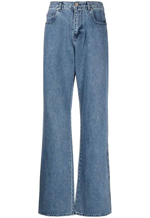 AFB utsvängda jeans med nitar - Blå