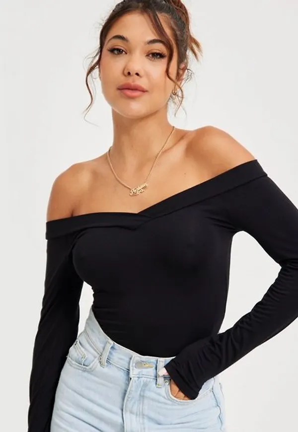 Pieces Pcmaliva Ls Off Shoulder V-Neck Top Blusar & Skjortor