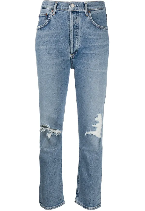 AGOLDE beskurna jeans - Blå