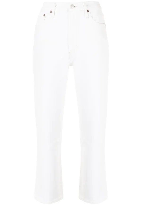 AGOLDE croppade raka jeans - Vit