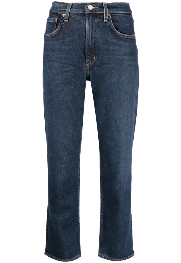 AGOLDE croppade straight-jeans - Blå