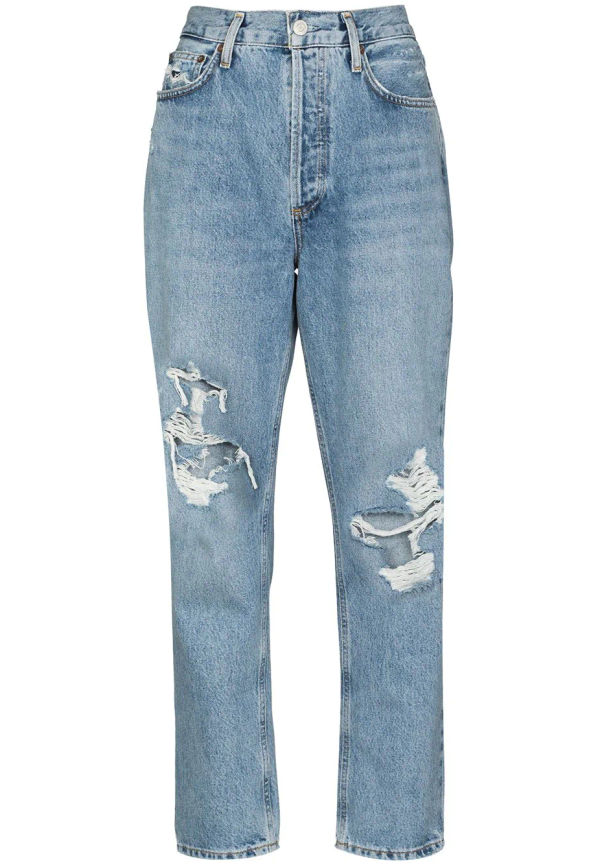 AGOLDE jeans med slitna knän - Blå