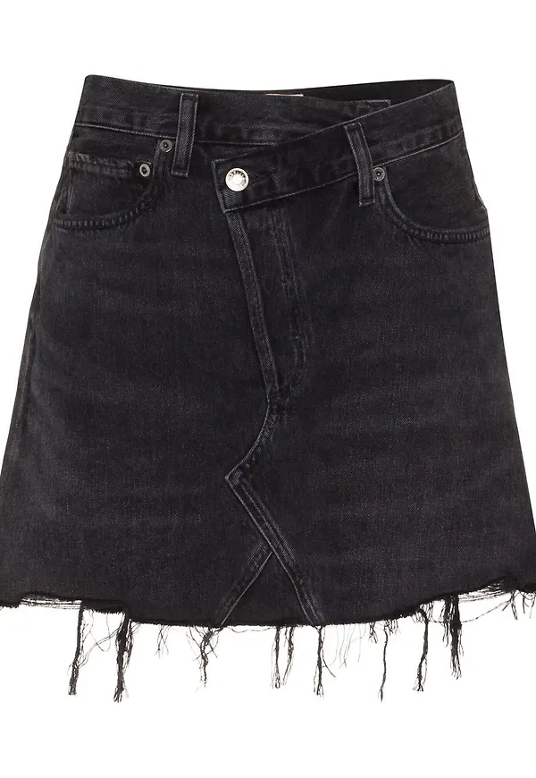 AGOLDE jeanskjol med fransar - Svart
