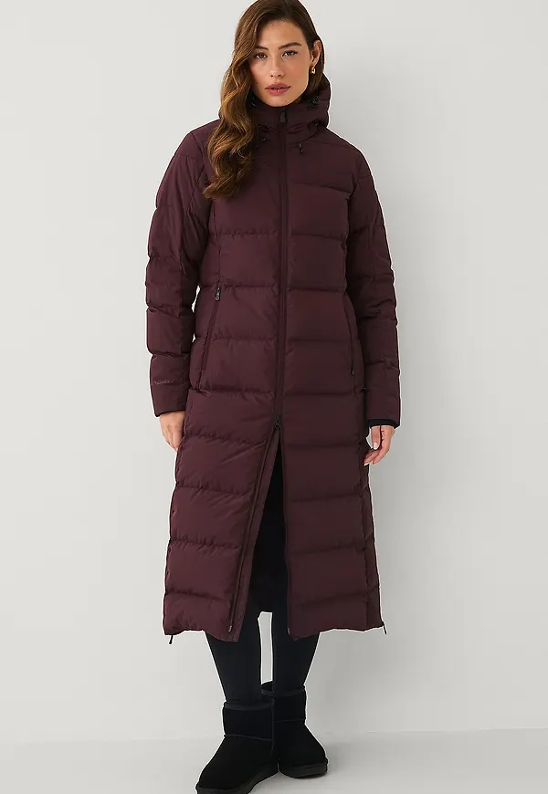 Áhkká - Dunkappa Down Coat Long with Hood W - Röd