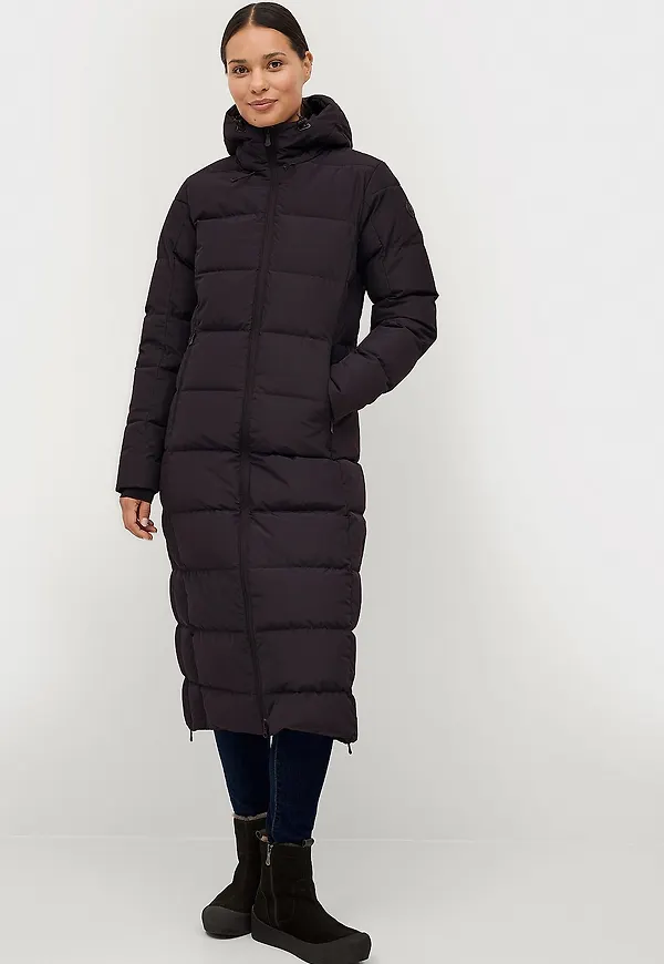 Áhkká - Dunkappa Down Coat Long with Hood W - Svart
