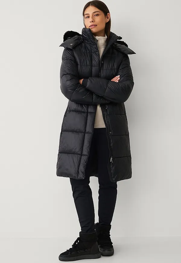 Áhkká - Parkas Gold Shiny Parka w Detachable Hood - Svart