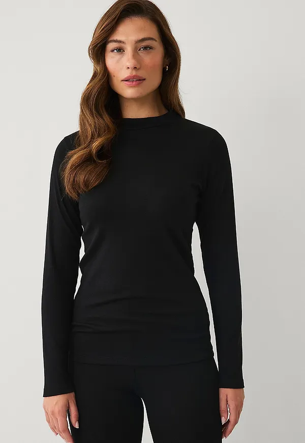 Áhkká - Underställströja Baselayer Pointelle Halfcollar - Svart