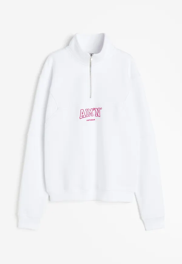 Aim'n College Sweat Half Zip White, Träningströjor i storlek M och färg Vit