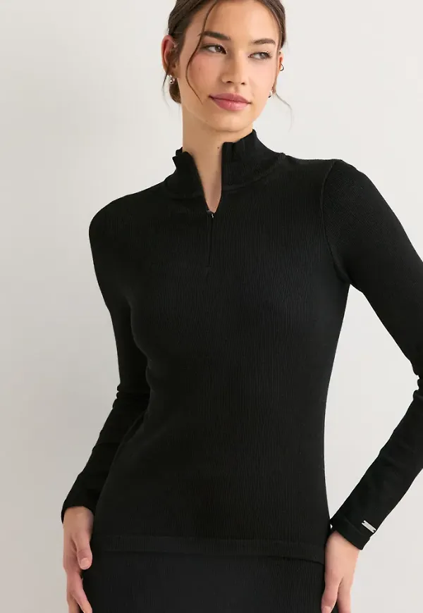 Aim'n - Svart - Ribbed Wool Half zip