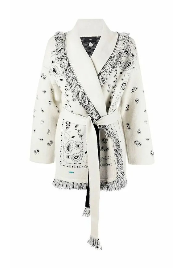 Alanui Bandana Cardigan Vit, Dam
