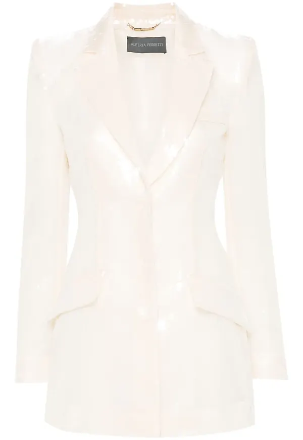 Alberta Ferretti halvskir paljettblus - Neutral