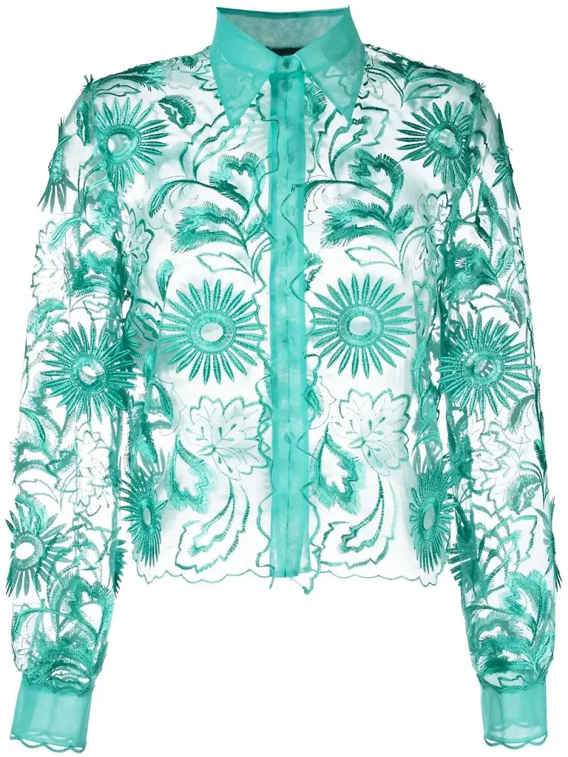 Alberta Ferretti skjorta med broderad design - Grön