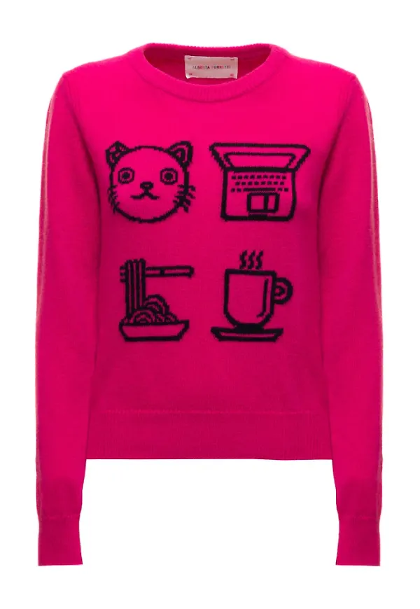Alberta Ferretti Stickade plagg med rund hals Rosa, Dam