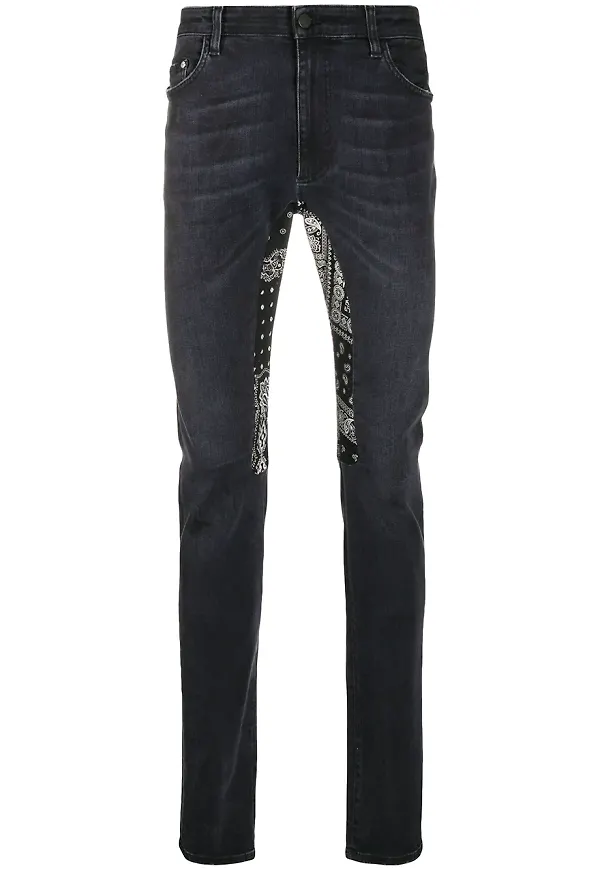 Alchemist skinny-jeans med bandanadetalj - Svart