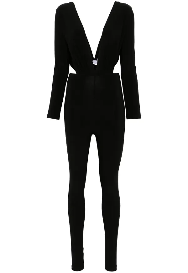 Alchemy jumpsuit med djup v-ringning - Svart