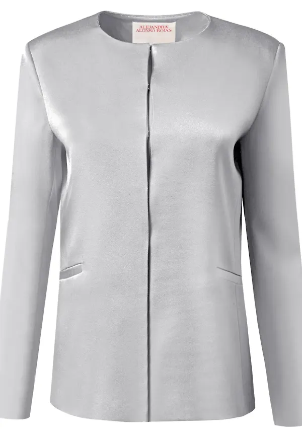Alejandra Alonso Rojas figursydd jacka satin - Silverfärgad