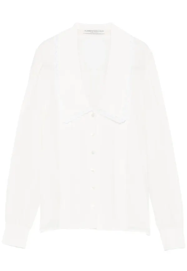 Alessandra Rich blus med spetskant - Vit
