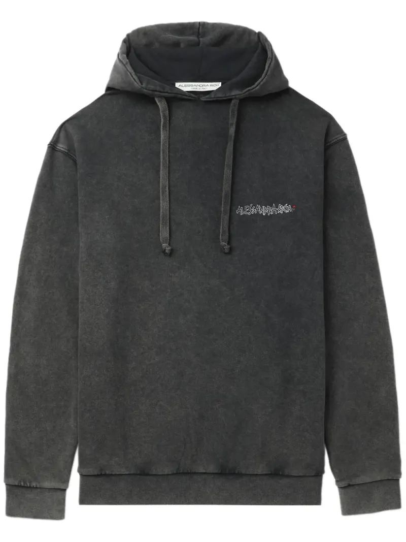 Alessandra Rich hoodie med grafiskt tryck - Grå