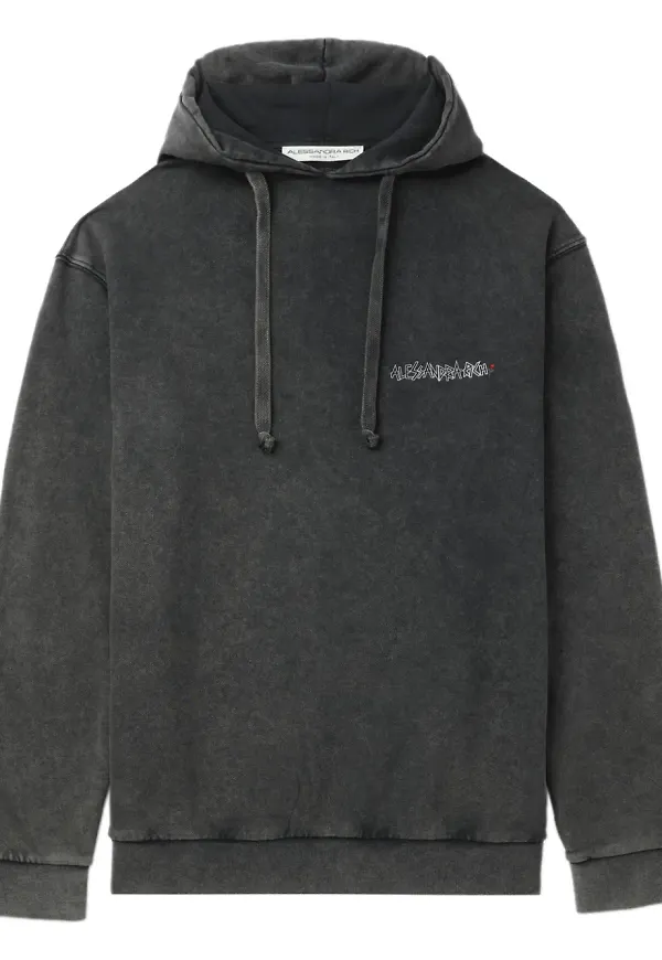 Alessandra Rich hoodie med grafiskt tryck - Grå