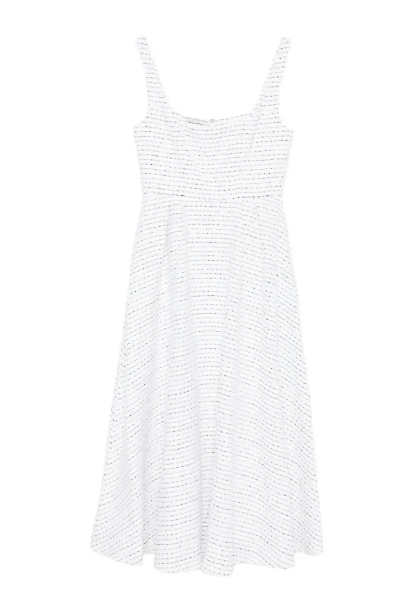 Alessandra Rich randig ärmlös klänning - Vit – Farfetch