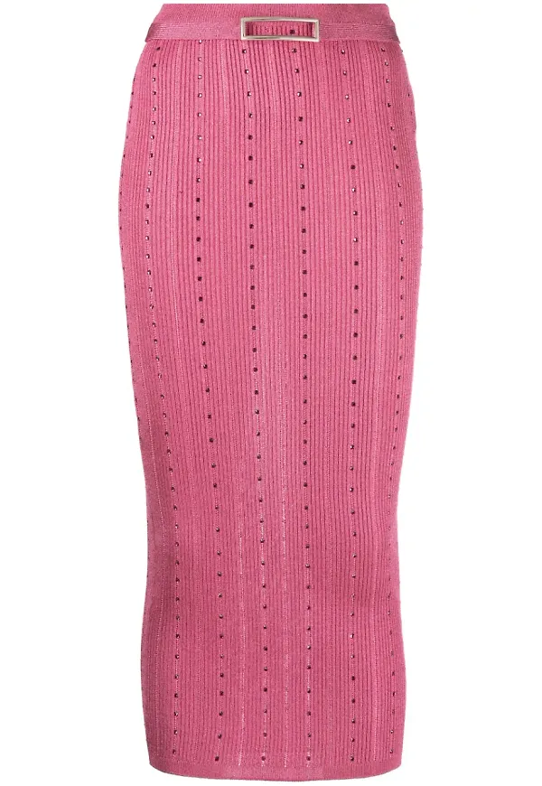 Alessandra Rich stickad midikjol - Rosa