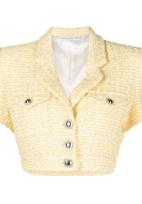 Alessandra Rich Women Clothing Outerwear Yellow Ss23 Gul, Dam