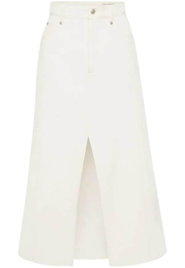Alexander McQueen A-linjekjol i midimodell - Vit