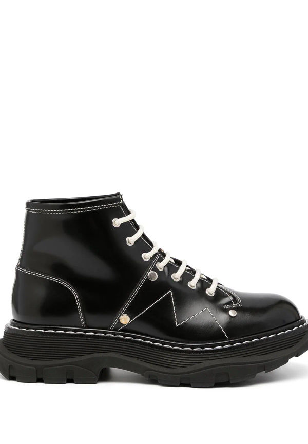 Alexander McQueen ankelboots med snörning - Svart