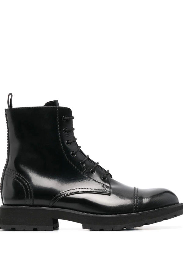 Alexander McQueen ankelboots med snörning - Svart