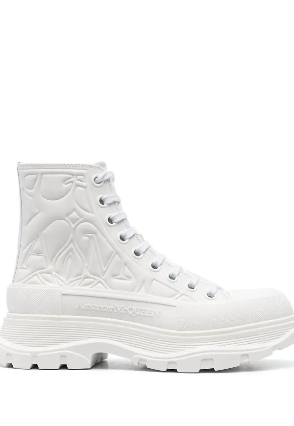 Alexander McQueen ankelboots med snörning - Vit