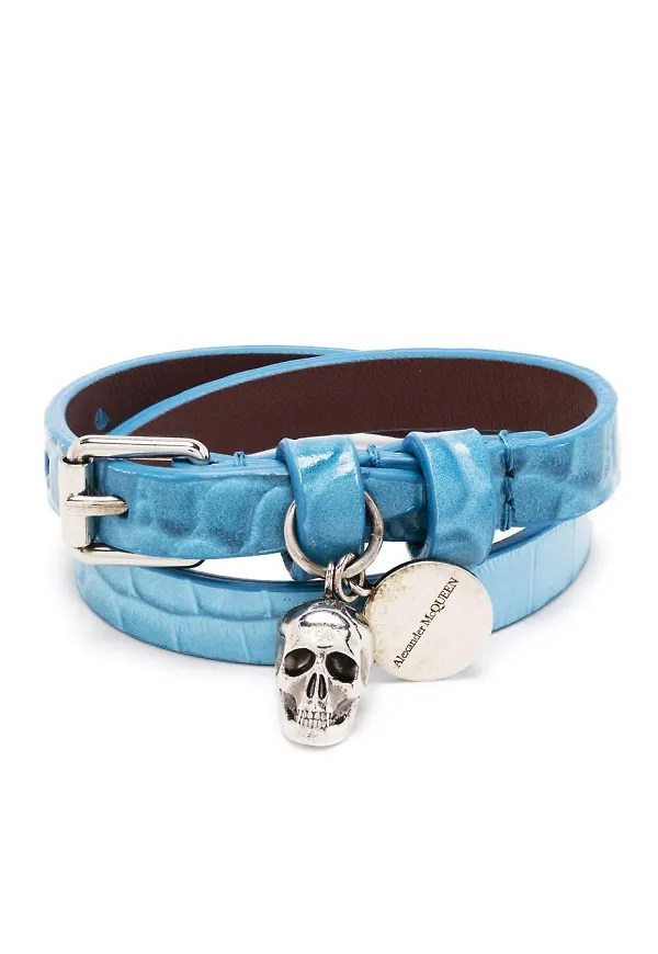 Alexander McQueen armband med dödskalle - Blå