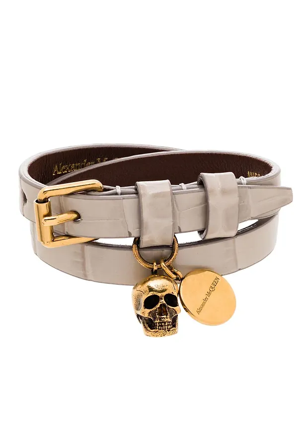 Alexander McQueen armband med dödskalle - Grå