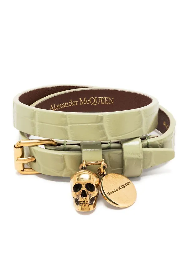 Alexander McQueen armband med dödskalle - Grön