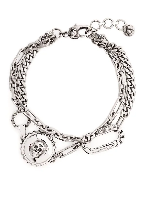 Alexander McQueen armband med dödskalle - Silverfärgad