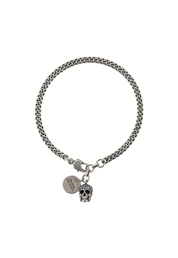Alexander McQueen armband med dödskalle - Silverfärgad