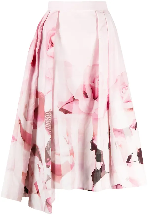 Alexander McQueen asymmetrisk blommig kjol - Rosa