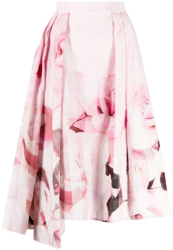 Alexander McQueen asymmetrisk blommig kjol - Rosa