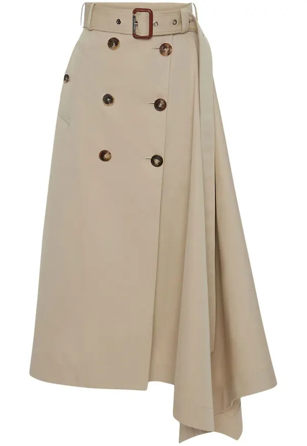 Alexander McQueen asymmetrisk draperad trenchkjol - Neutral