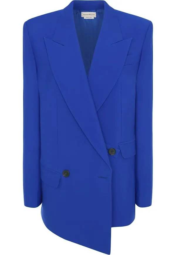 Alexander McQueen asymmetrisk dubbelknäppt blazer - Blå