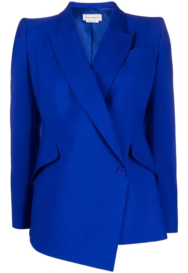 Alexander McQueen asymmetrisk dubbelknäppt blazer - Blå