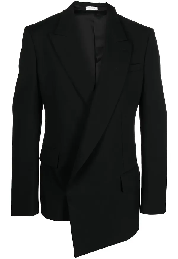 Alexander McQueen asymmetrisk dubbelknäppt blazer - Svart